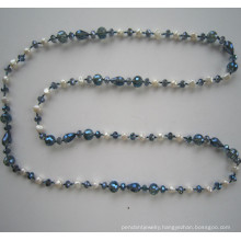 Long Freshwater Pearl&Crystal Necklace, Fashion Jewelry